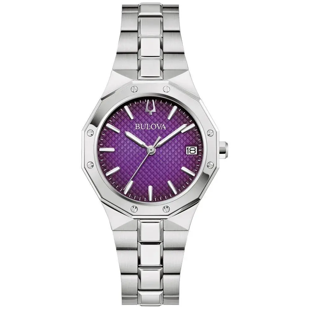 Prestige 96M168 Women Quartz Watch Purple Dial Stainless Steel Bracelet by Bulova