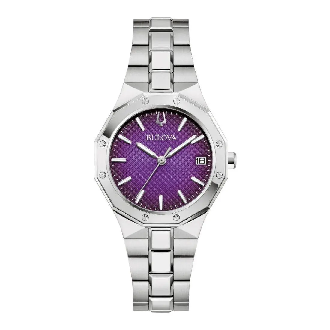 Bulova Prestige Women`s Purple Ombre Quartz Watch 96M168 - Face: Purple, Dial: Purple, Band: Silver