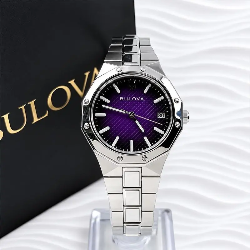 Prestige 96M168 Women`s Purple Dial Quartz Watch 32mm Stainless Steel by Bulova