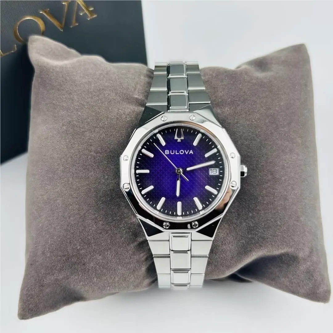 Bulova Prestige 96M168 Purple Dial Stainless Steel Women`s Quartz Watch 32mm