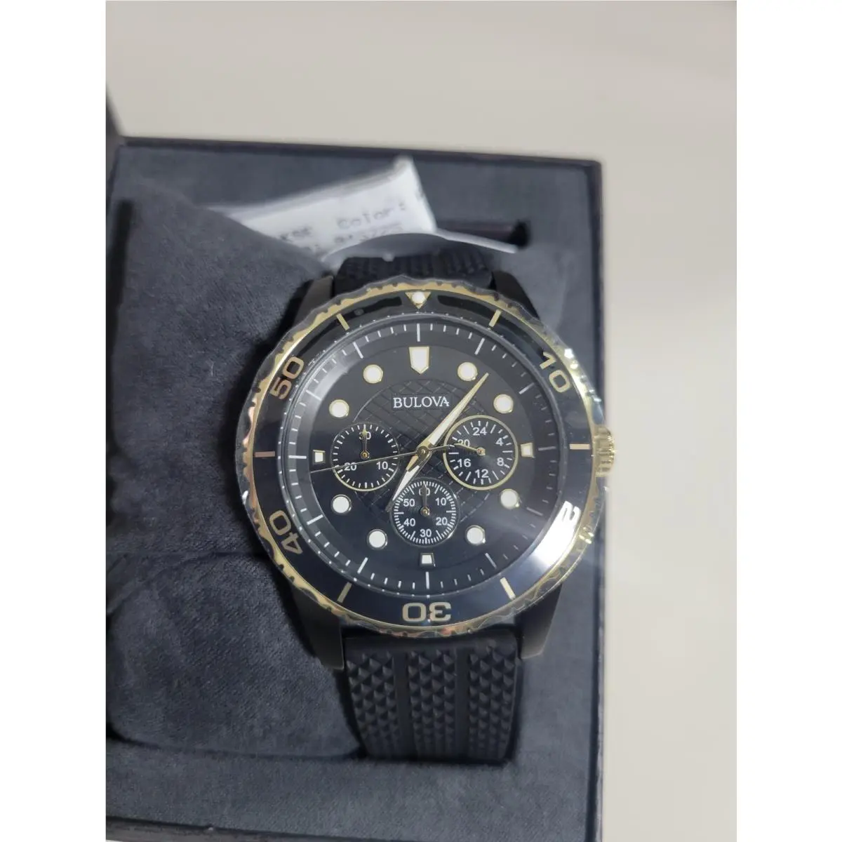 Bulova Marine Star Grey/gold Dial Silicone Men`s Automatic 98A297 Watch 43mm
