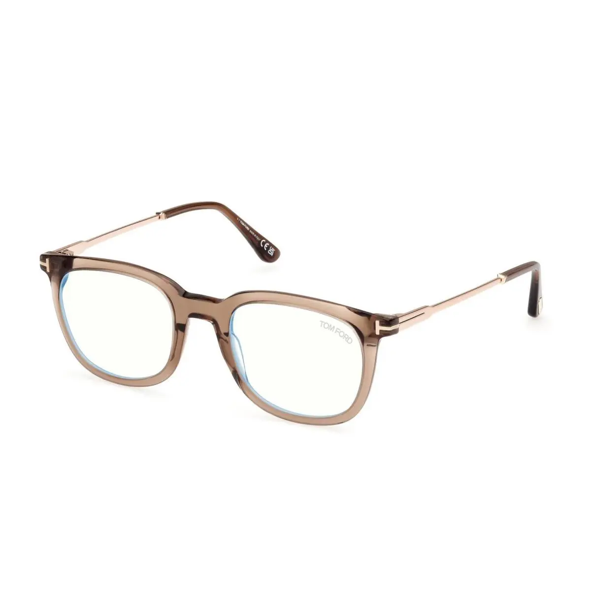 FT5904-B 045 Shiny Light Brown/clear Blue Light Block 50mm by Tom Ford