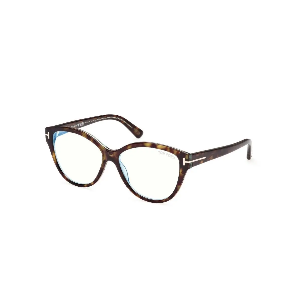 Tom Ford FT5954-B 055 Coloured Havana/clear Blue Light Block 54MM