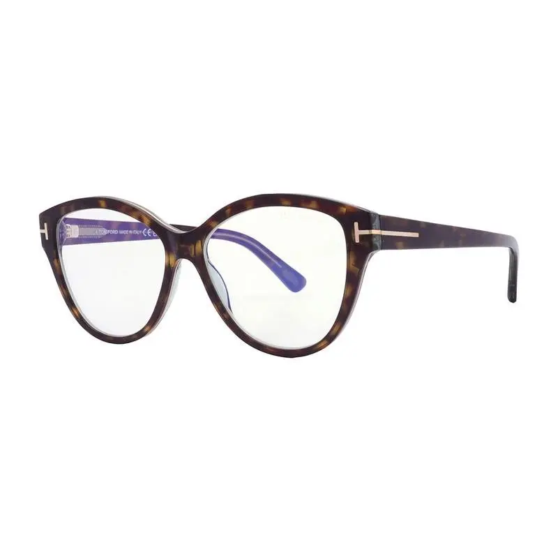 Tom Ford FT5954-B 055 Coloured Havana/clear Blue Light Block 54mm Eyeglasses