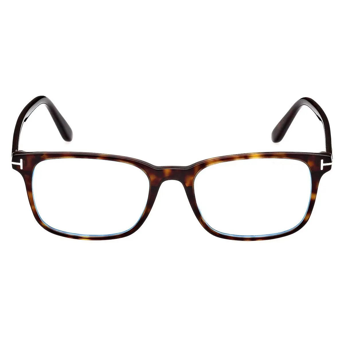 Tom Ford FT5831-B Eyeglasses Shiny Dark Havana/t Logo Blue Block 53mm