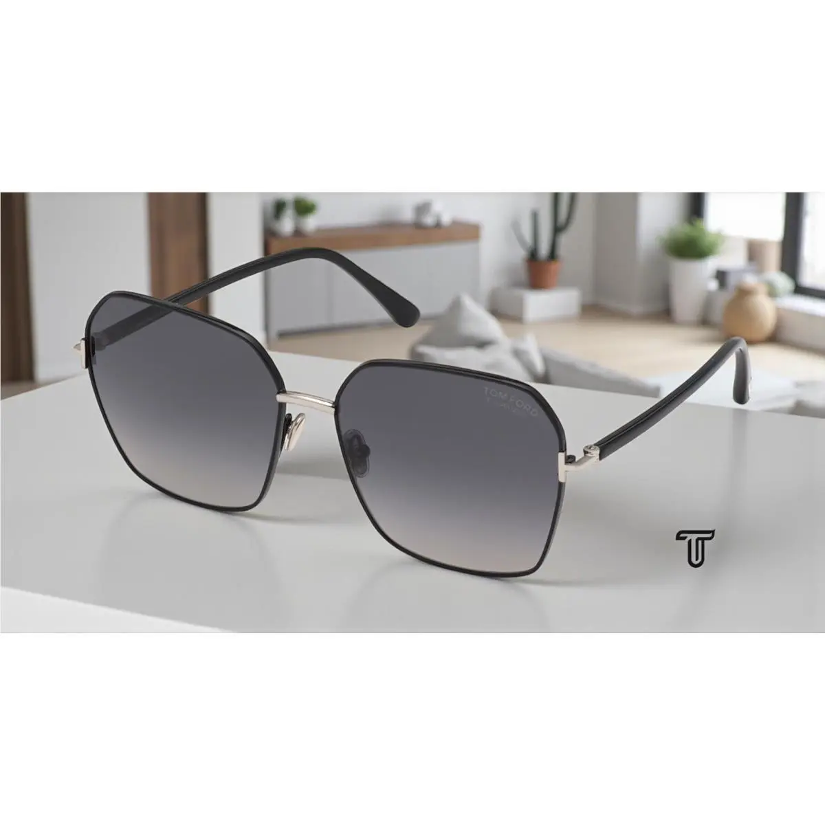 Tom Ford Claudia-02 FT0839 01D Black Smoke Polarized Metal 62 Women`s Sunglasses
