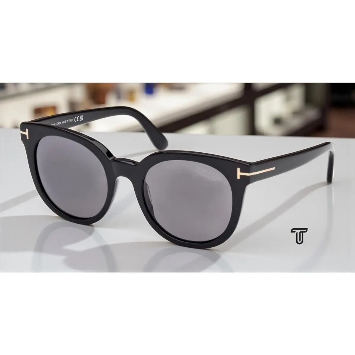 Tom Ford Moira FT1109 01D Shiny Black Smoke Polarized 53 mm Women`s Sunglasses