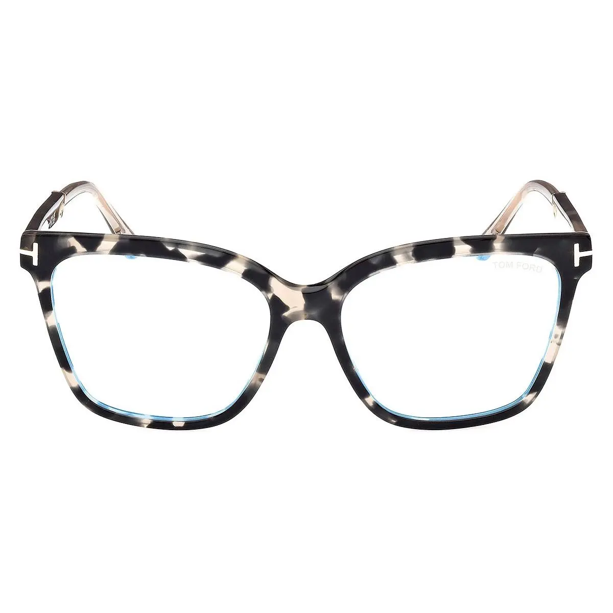 Tom Ford FT5892-B Vintage Black Havana/shiny Rose Gold/t Logo / Blue Block