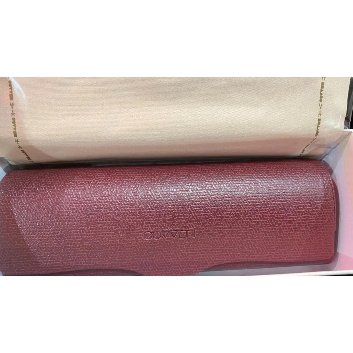 Vintage Burgundy Leather Glasses Case with Pouch by Oliver Peoples