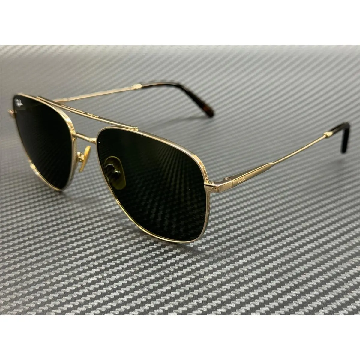Ray Ban RB8097 926531 Arista Gold Green Titanium Unisex 59 mm Sunglasses