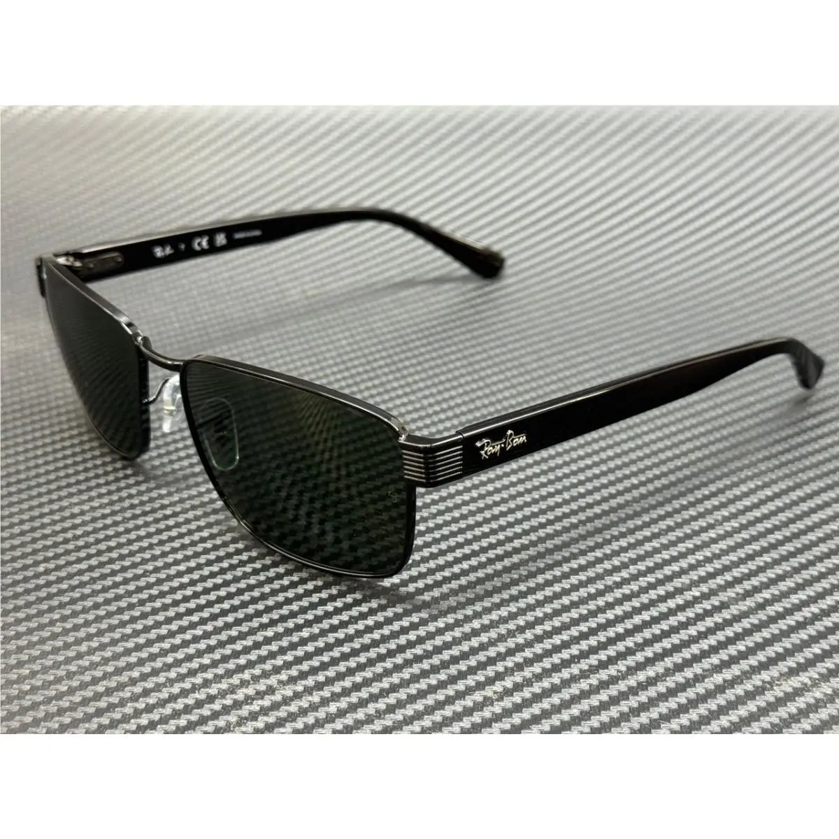 Ray Ban RB3750 002 31 Black Green Unisex 59 mm Sunglasses