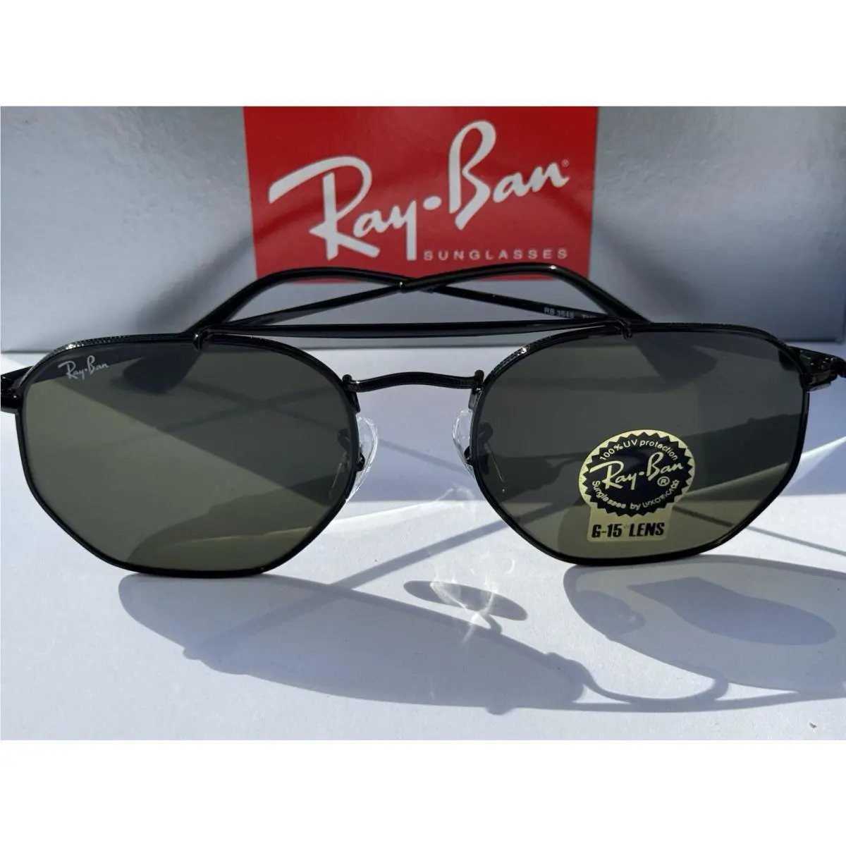 Ray-ban RB3648 The Marshal 002 Black with G-15 Green Lenses 54mm Sunglasses