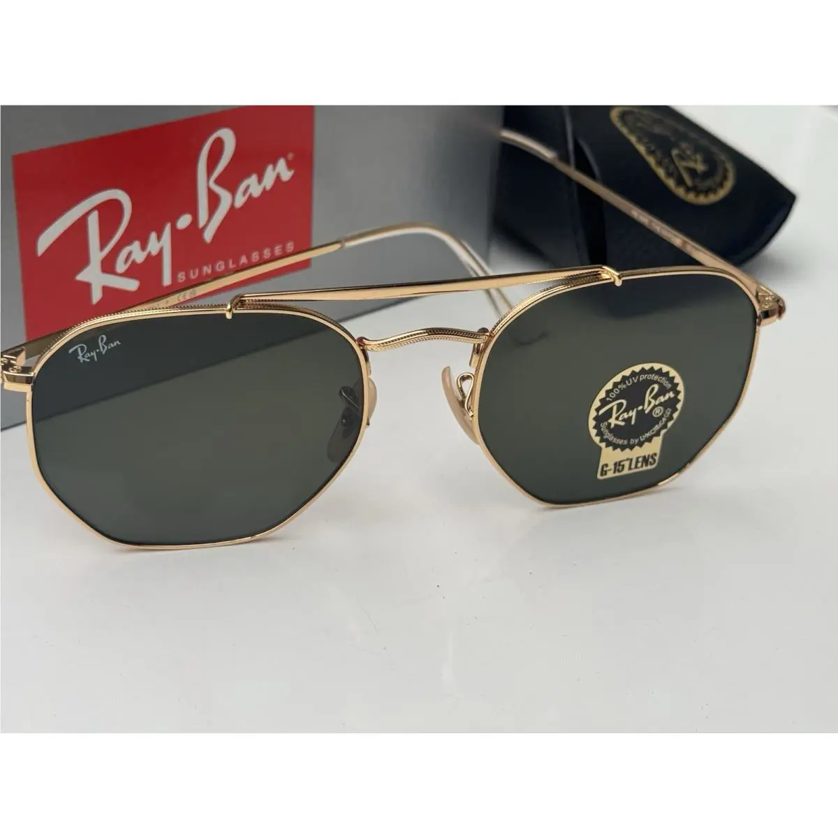 Ray-ban RB3648 The Marshal 001 Arista Gold /G-15 Green Lens 54mm Sunglasses