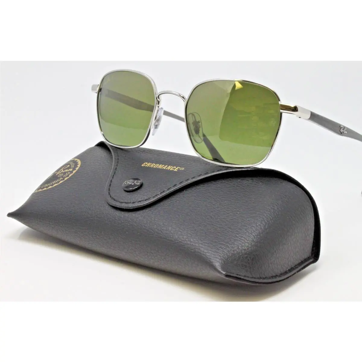 Ray Ban Sunglasses Chromance Unisex Silver W/green Mirror Gold Gradient Lens
