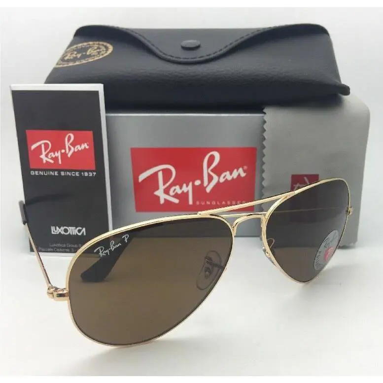 Polarized Ray-ban Sunglasses Large Metal RB 3025 001/57 58-14 135 Gold W/brown