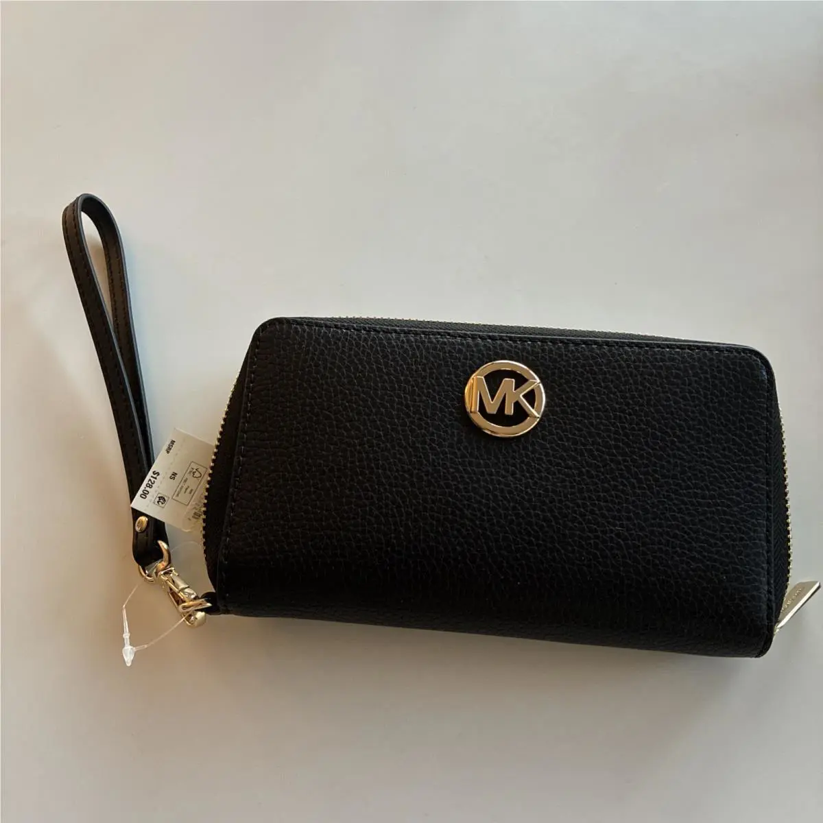 Michael Kors Fulton Pebbled Leather Smartphone Wristlet 38H9CFTE3L Blk