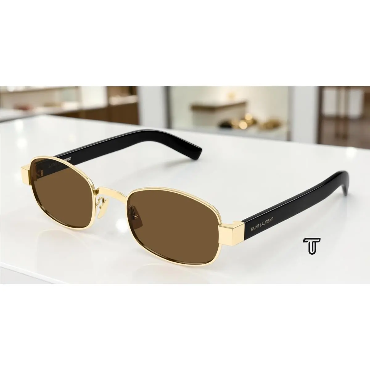Saint Laurent SL 706 001 Gold Brown 53 mm Women`s Sunglasses