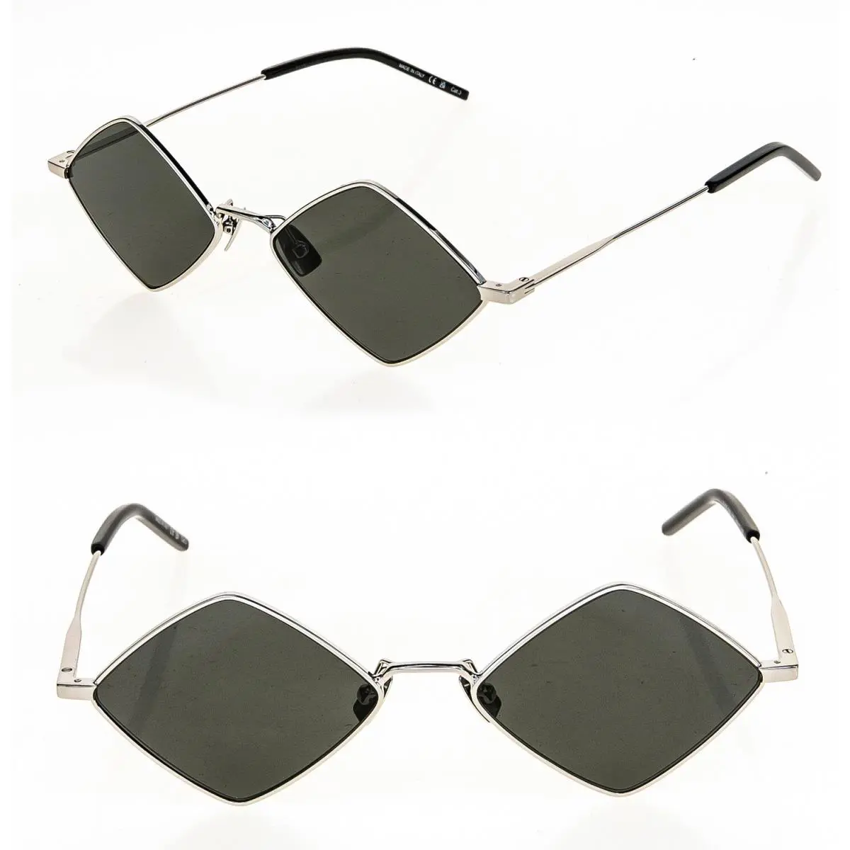 Saint Laurent Lisa Ysl SL302 001 Silver Black Diamond Sunglasses 302 Wave