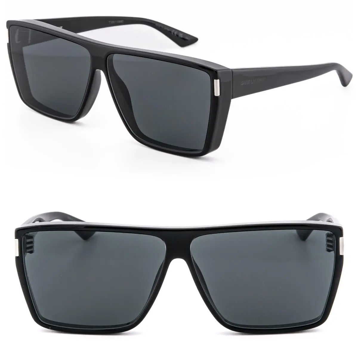 Saint Laurent SL 756 SL756 Black Geometric Mask Unisex Sunglasses 001 by Yves Saint Laurent