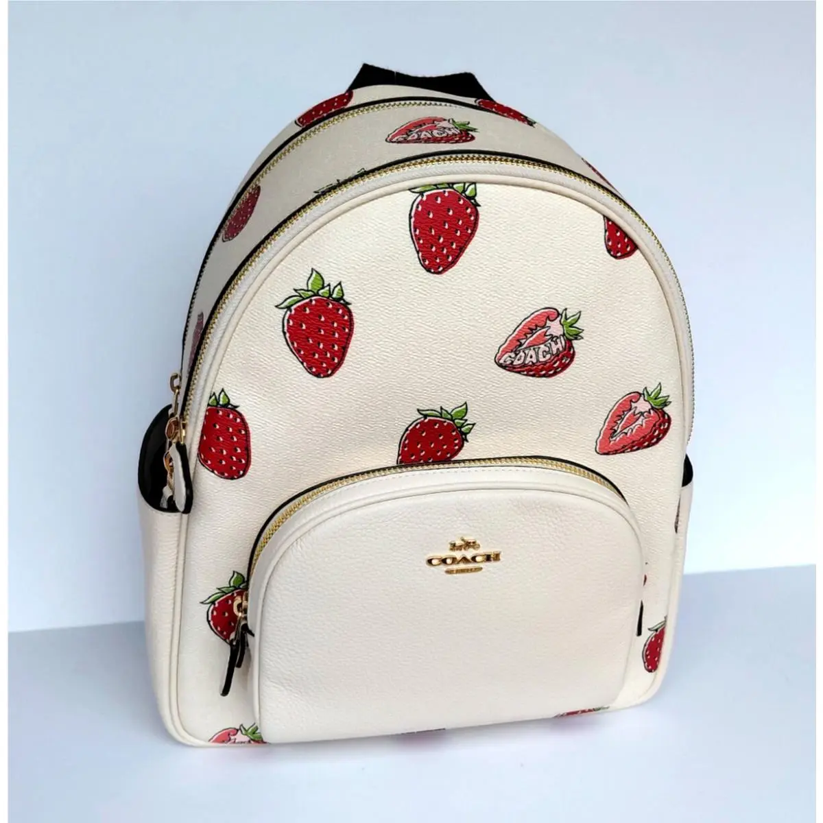 Coach Court Backpack with Strawberry Print Style CAS94