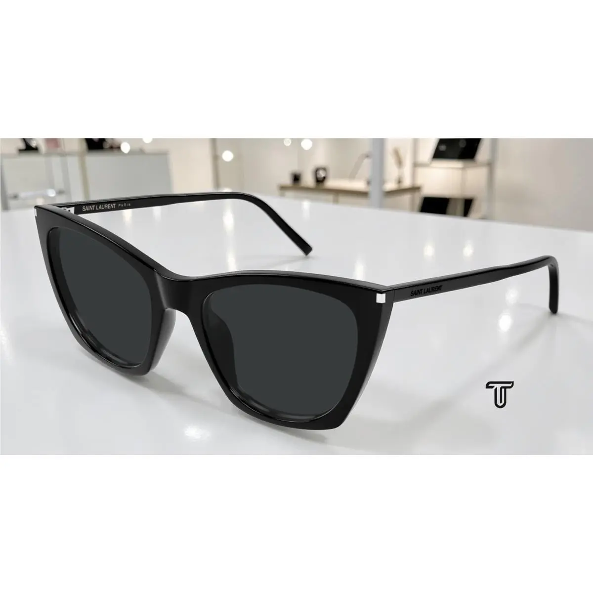 Saint Laurent SL 214 Kate Thin 001 Black Black 55 mm Women`s Sunglasses - Frame: Black, Lens: Black