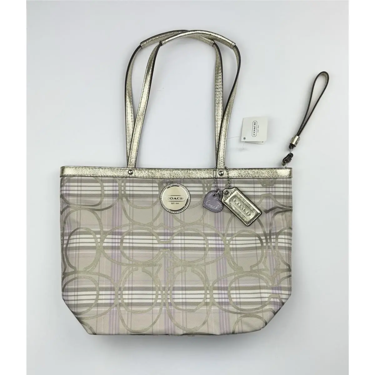 Coach F17474 Signature Multicolor Tartan Tote Shoulder Handbag