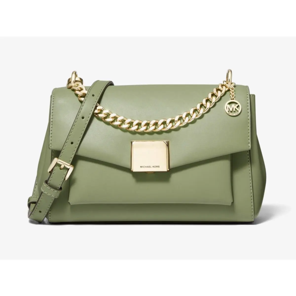 Michael Kors Lita Medium Leather Crossbody Bag Light Sage 35TOGXPL20