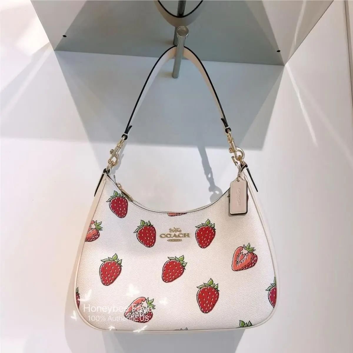 Coach Teri Hobo Bag with Strawberry Print CAL67 with Crossbody Strap