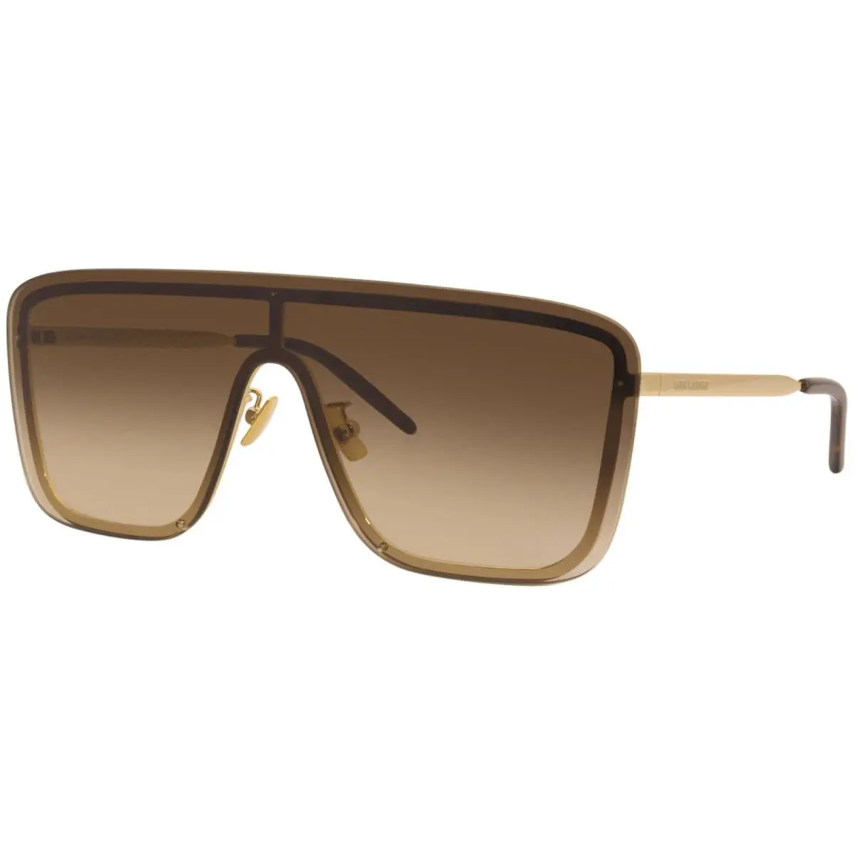 Saint Laurent Mask SL364 006 Sunglasses Men`s Gold Havana/brown Shield 99mm