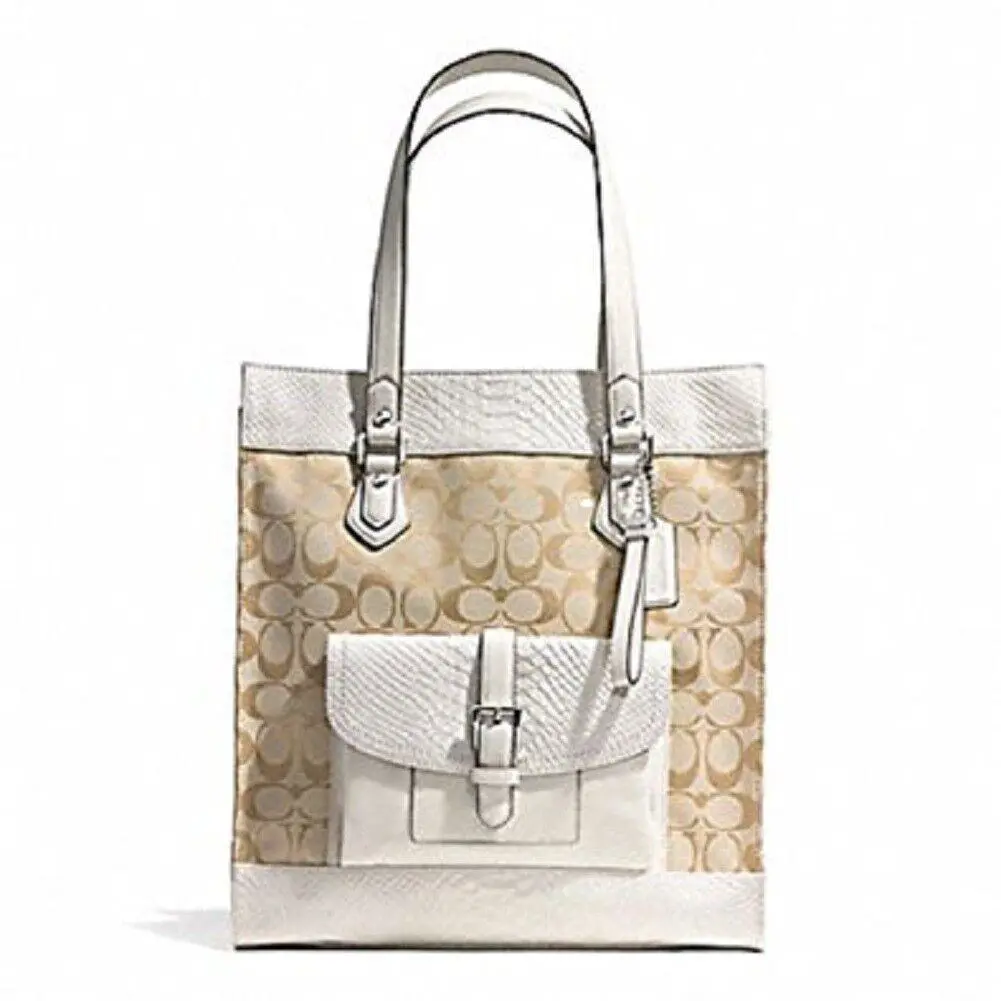 Women`s Charlie Python Tote F31945 Silver/light Khaki/parchment by Coach