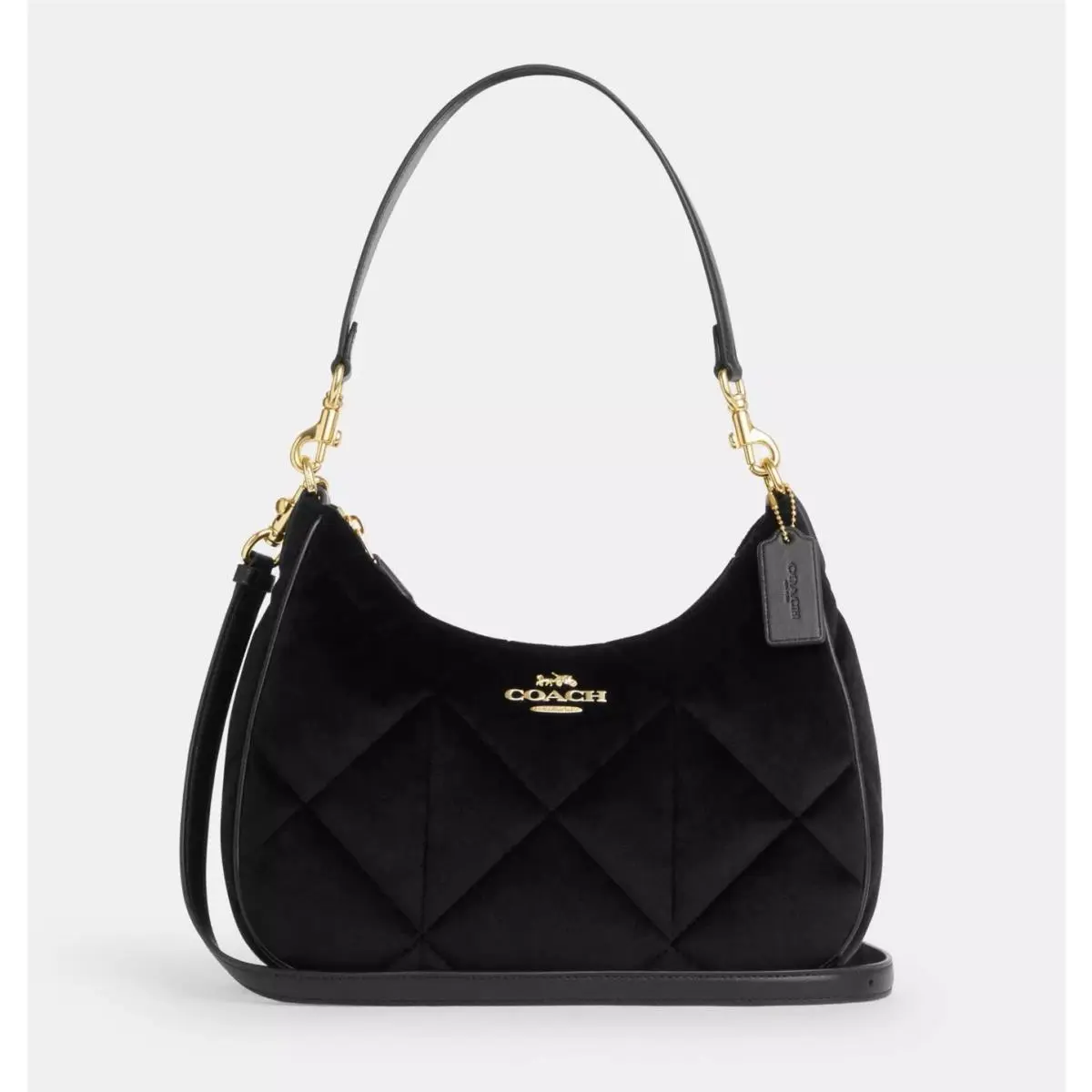 Coach Teri Hobo Bag with Quilting Gold/black CO956