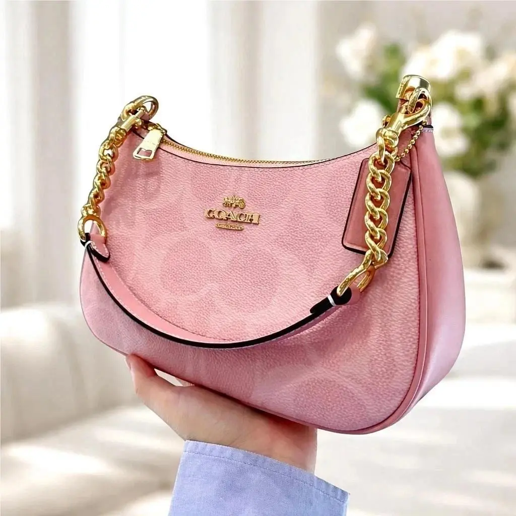 2026  Teri Shoulder Bag In Signature Canvas/gold/powder Pink CAL51 by Coach