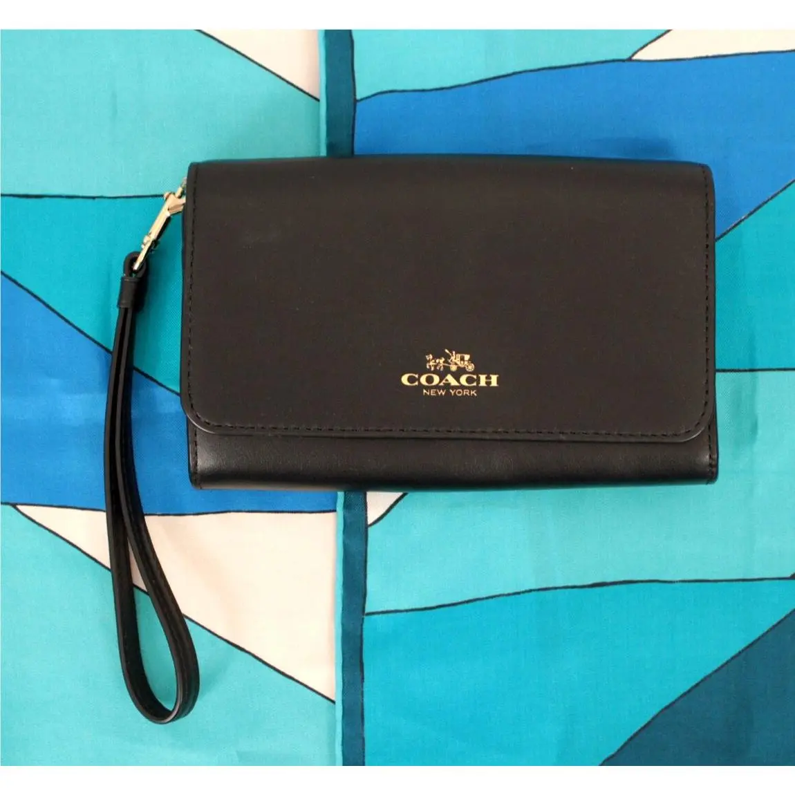 Coach Card Wallet Black Leather Pop Out Pouch G1644-54435