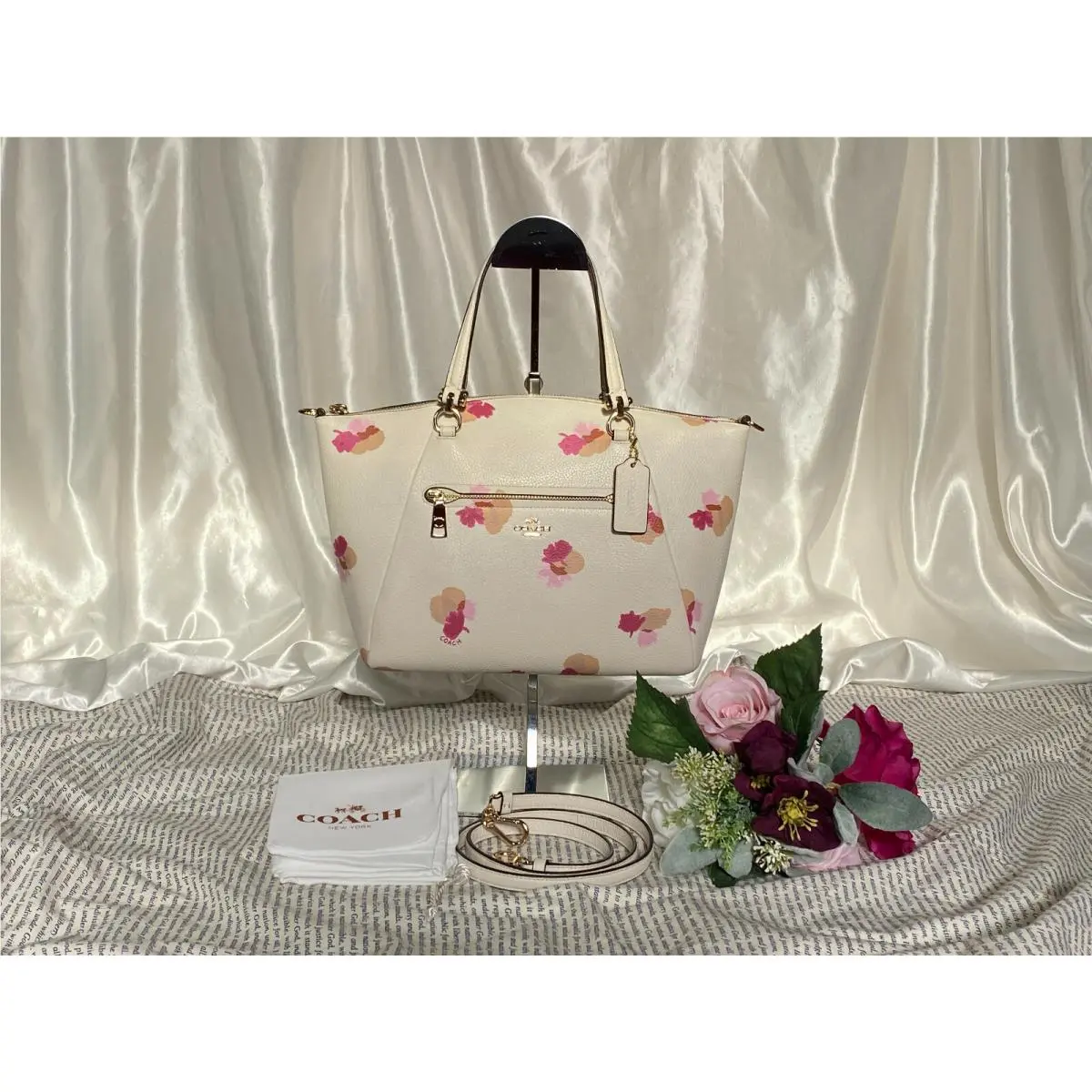 Coach Handbag Prairie Satchel Floral Cream