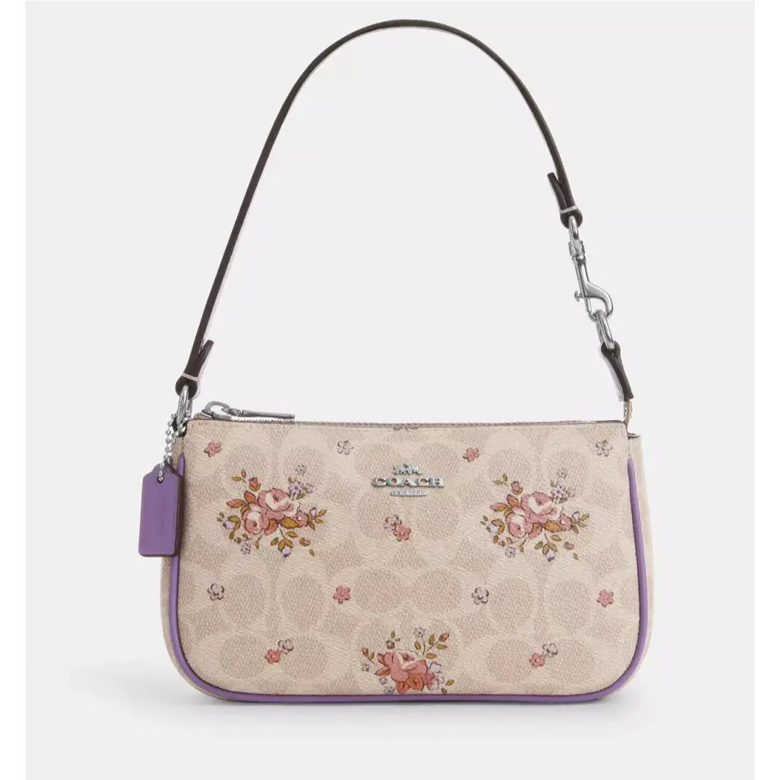 Coach Nolita 19 Sand Mul Floral P Signature Canvas Wristlet/shoudler Bag- CAQ19