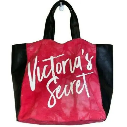 Victoria s Secret Pink Black Ombre Dye Tote Bag XL Canvas Beach Travel Bag by Victoria's Secret