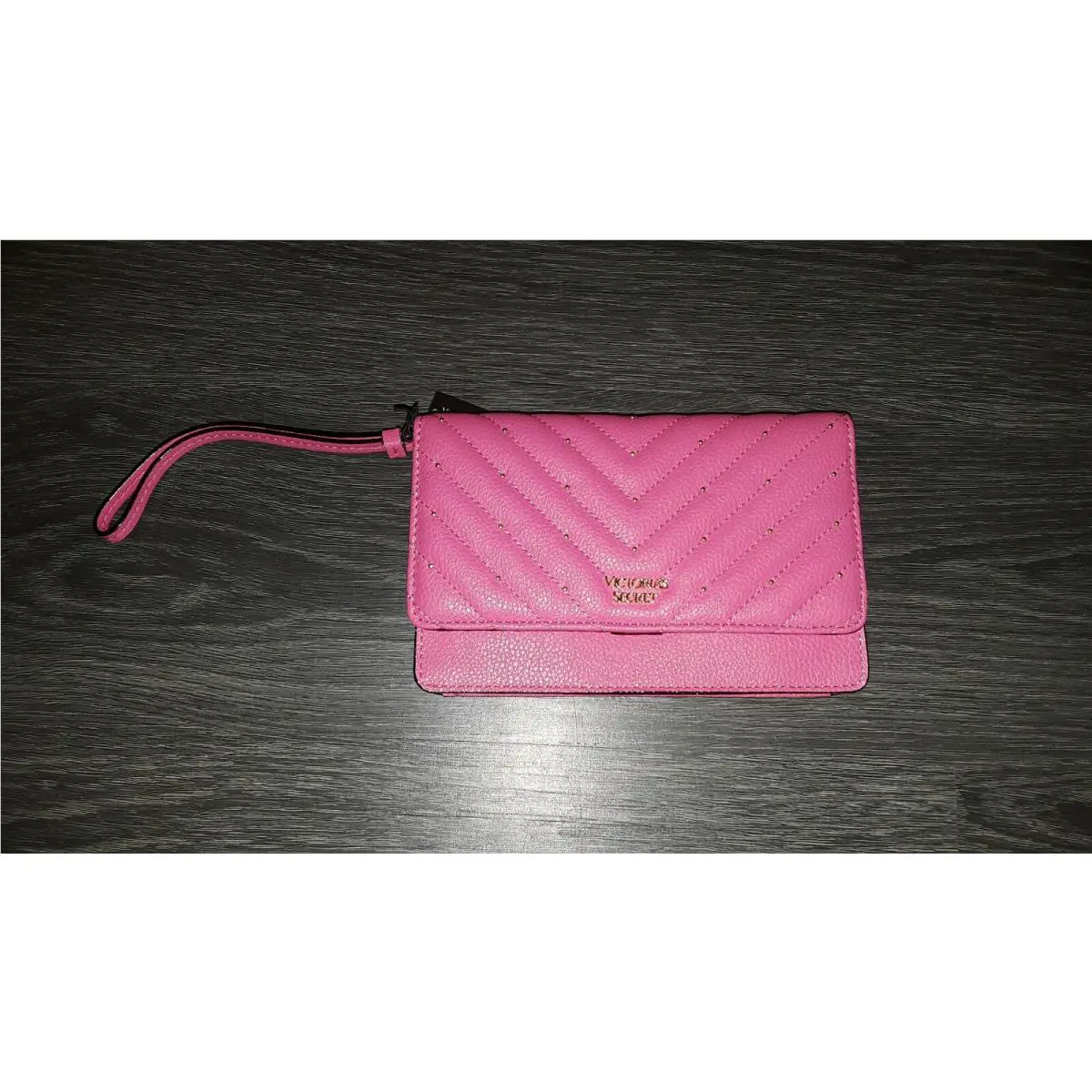Victoria Secret Quilted Studded Tech Clutch Hot Pink