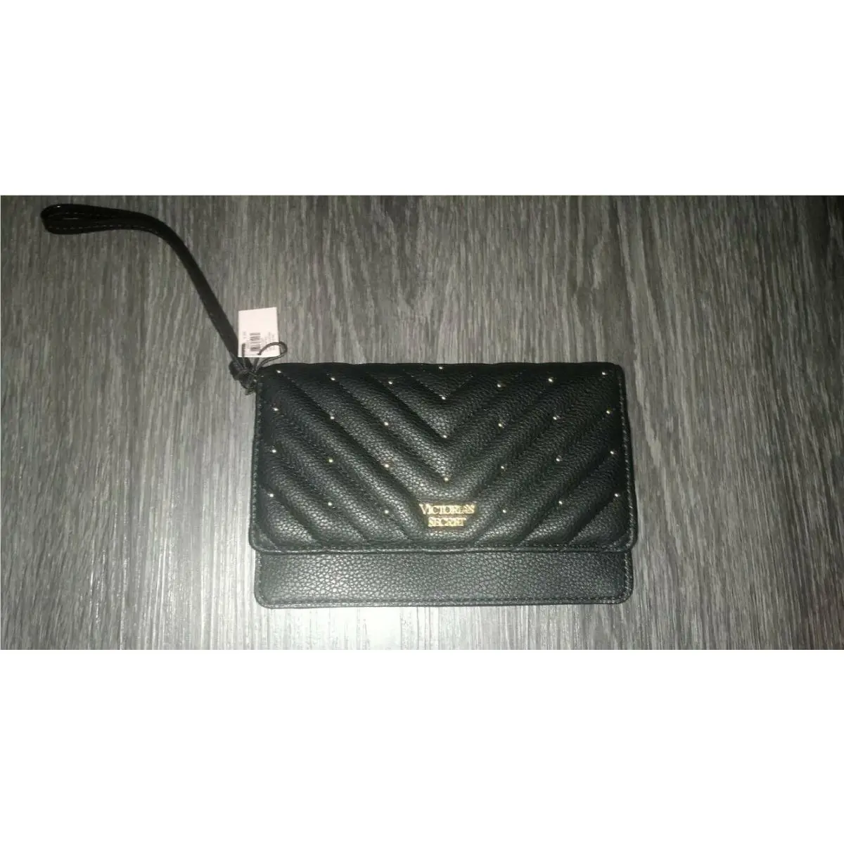 Victoria Secret Quilted Studded Tech Clutch Black