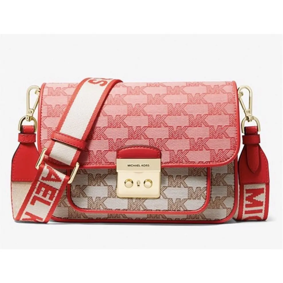 Michael Kors Sloan Editor Medium Logo Jacquard Messaged Bag Grapefruit