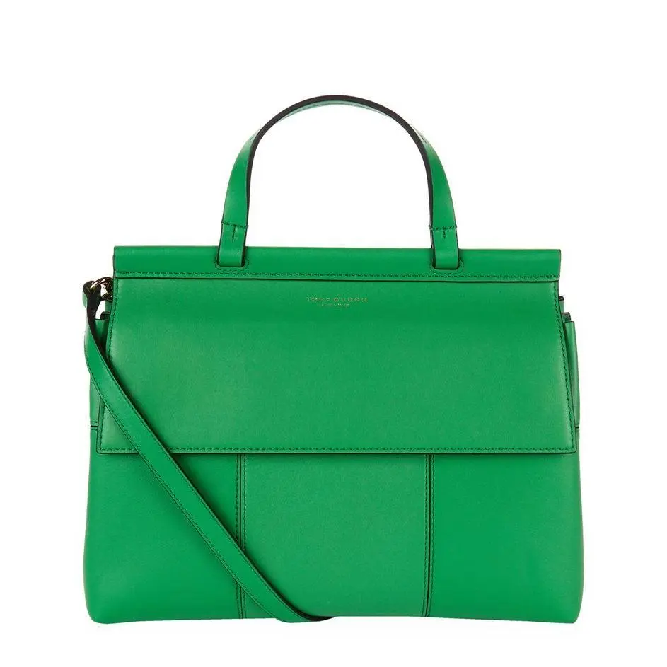 in Plastic Tory Burch Block T Leather Satchel Court Green /navy