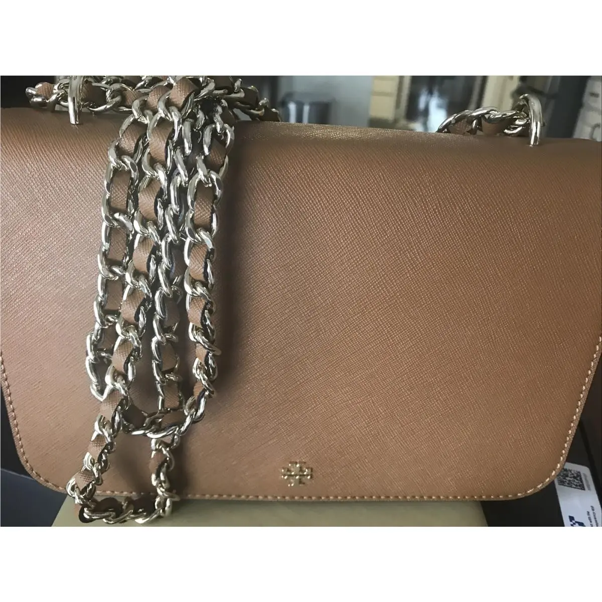 Tory Burch Robinson Chain Mini Bag Crossbody Brown Leather
