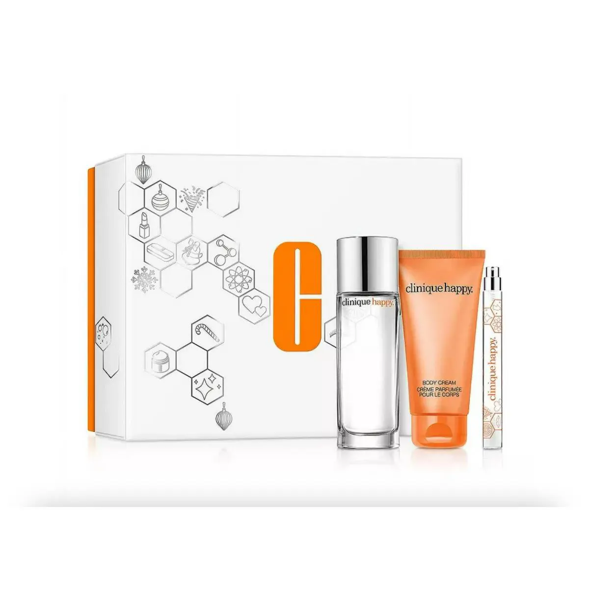 Clinique Perfectly Happy Set 1.7 Spray / 2.5 Body Cream / .34 Travel Spray