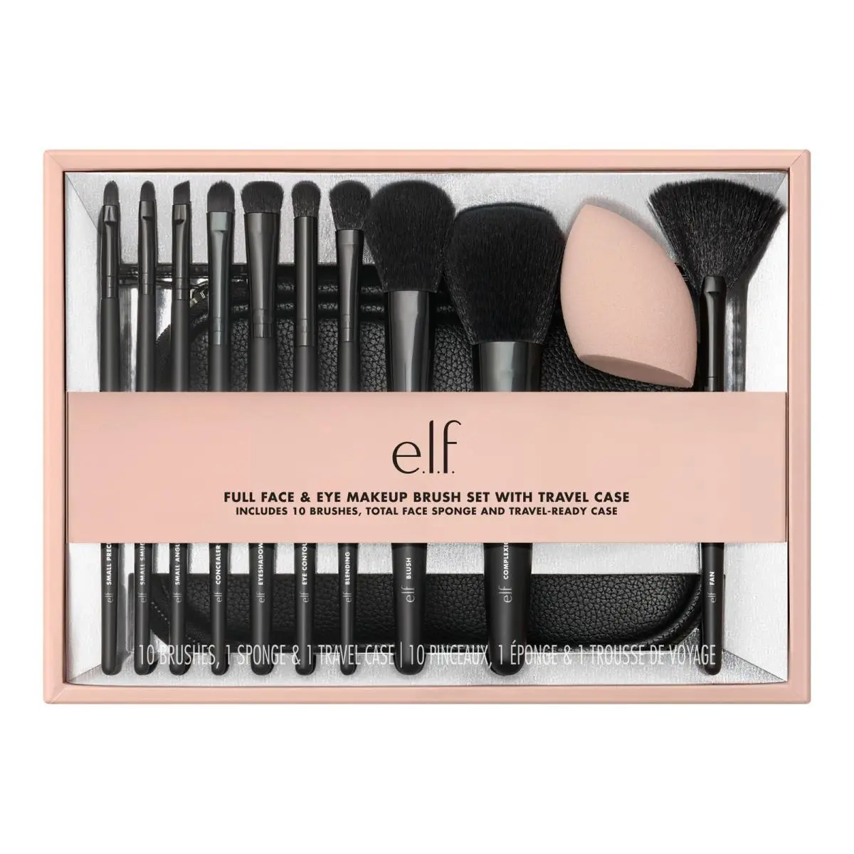 E.l.f. Full Face Eye Makeup Brush Set with Travel Case 11 Face Eye