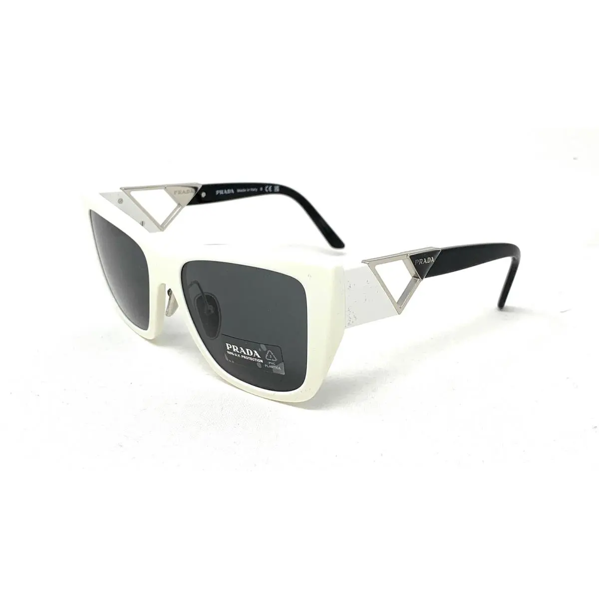 Prada Women`s Square Sunglasses Spr 21Y 1425S0 Talc White / Grey Lens 54mm - Talc, Frame: Talc, Lens: Grey