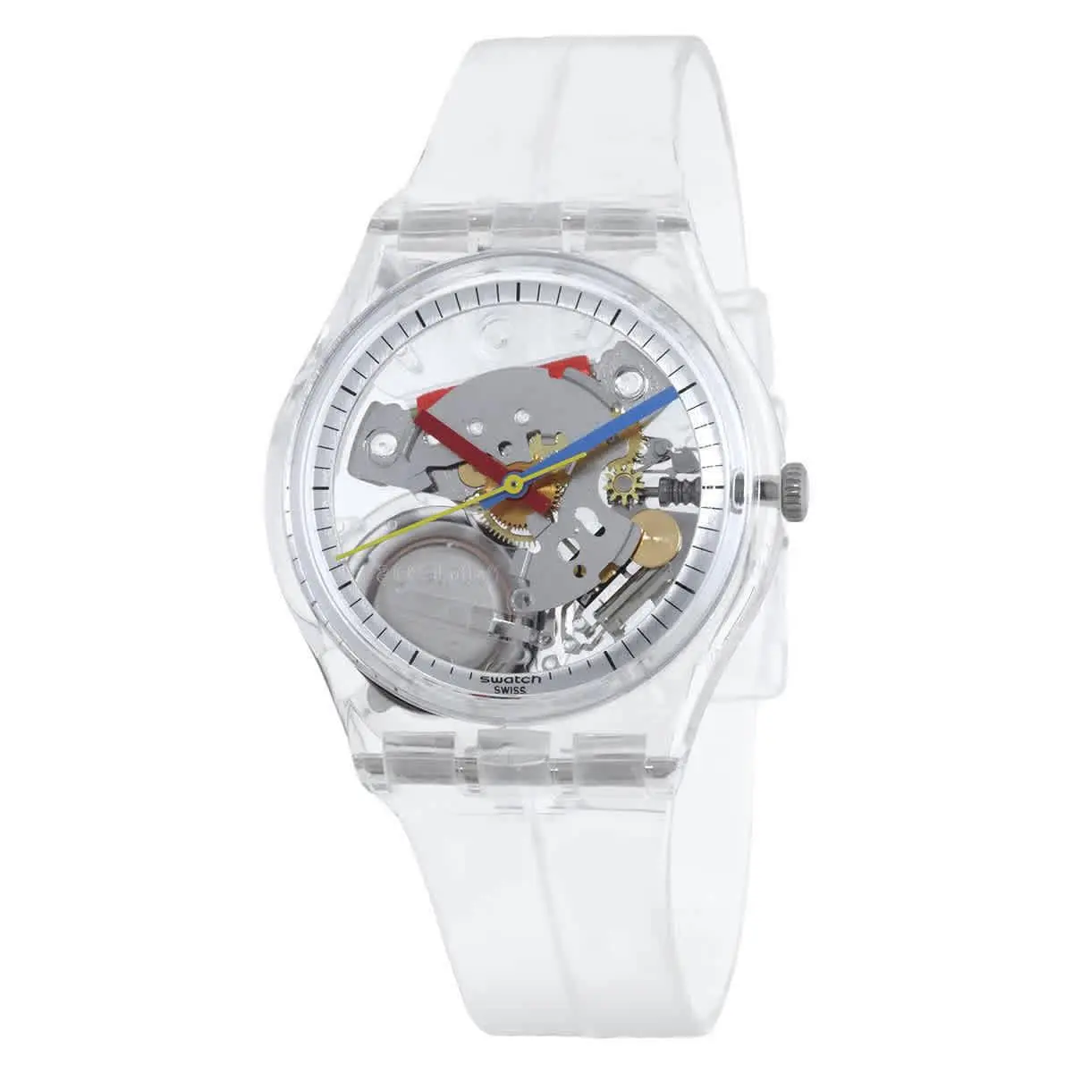 Swatch Clearly Gent Quartz Watch SO28K100-S06 - Dial: Transparent, Band: Transparent, Bezel: Transparent
