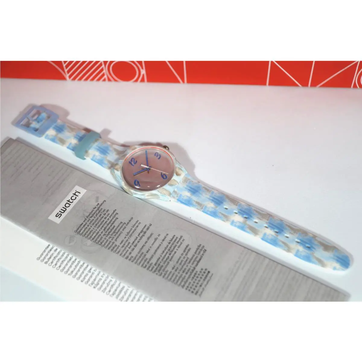 Swiss Made Swatch Blue Cloud Gray Bluquarelle SUOW149 41MM Gent