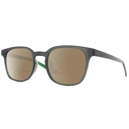 Session-080 Unisex Polarized Bifocal Sunglasses in Grey Crystal Green 51 mm Brown by Nike