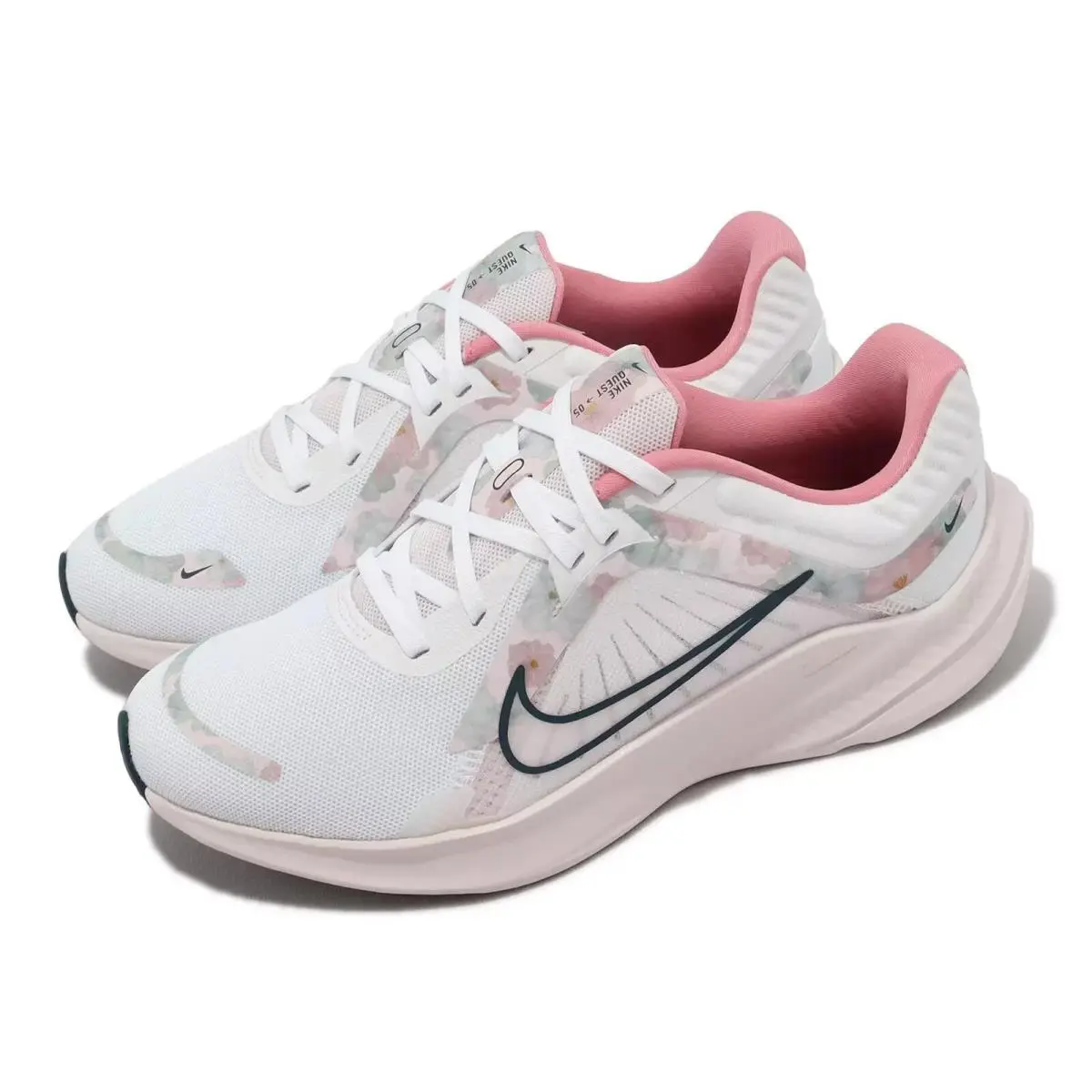 Nike Wmns Quest 5 Prm White Navy Pearl Pink Floral FB6944-100 Multiple Size - White