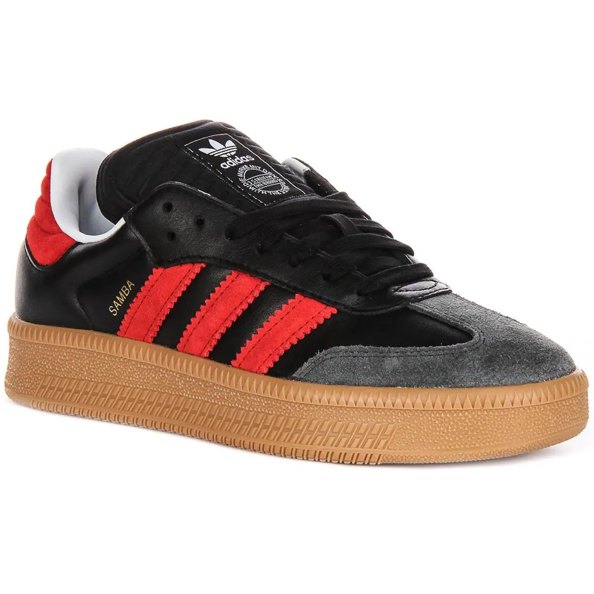 Adidas Samba 3 Stripes Retro 70s Junior Boys Sneakers In Black Red US 3 - 6 - BLACK RED
