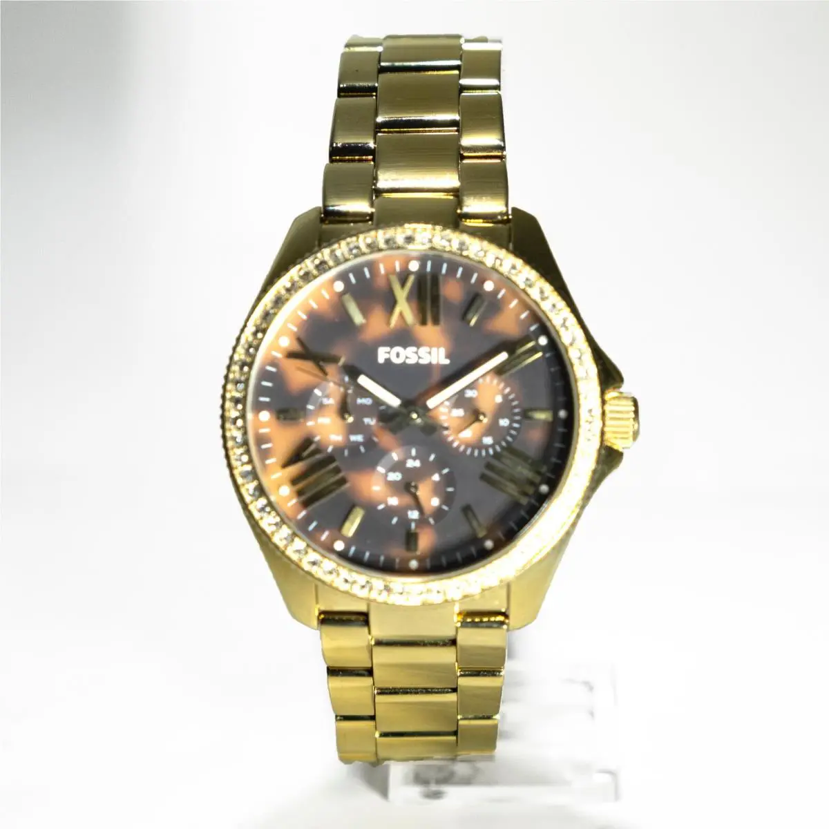 Unisex AM4498 Gold Crystals-bezel Tortoise-dial 40mm Fossil